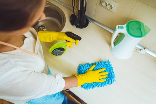 Commercial carpet cleaning service preparing a Wandsworth business floor