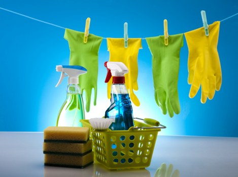 Cleaning team following a safe working policy