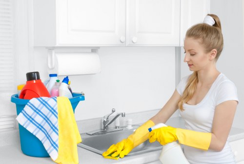 Deep cleaning a bathroom as part of a move-out service